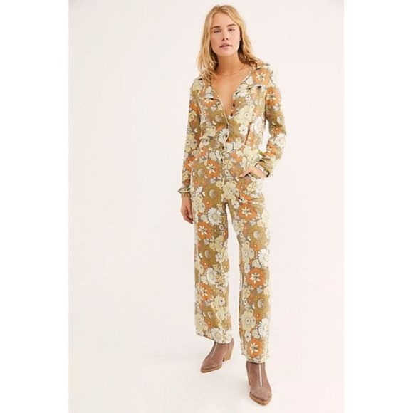 Free People Da-Nang Silk Utility Floral Jumpsuit - Picture 3 of 12